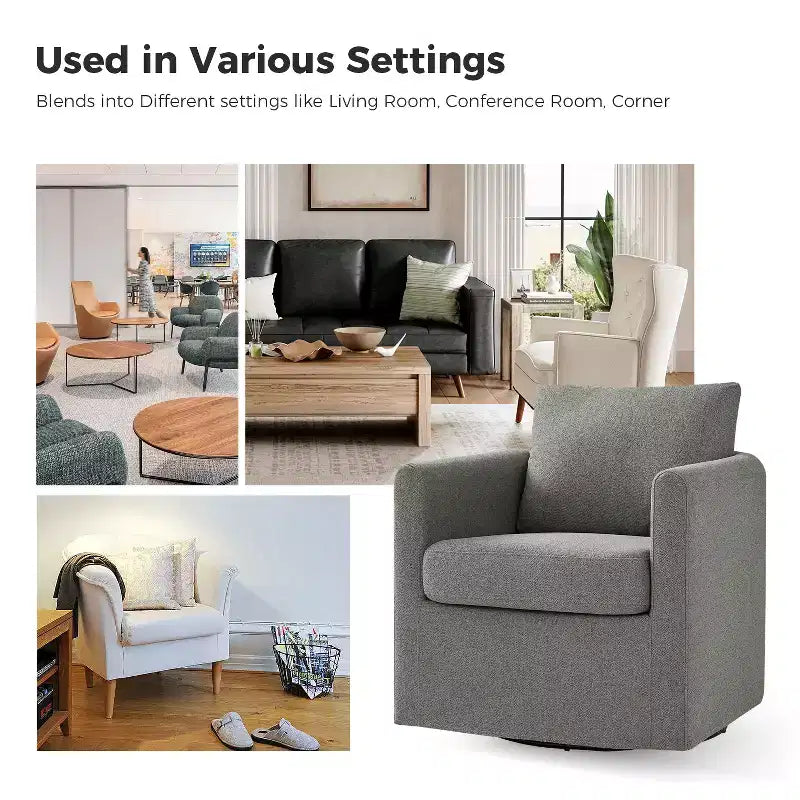 Fauteuil pivotant déhoussable Bernhard (lot de 2) avec tissu texturé et accoudoirs évasés | HULALA HOME
