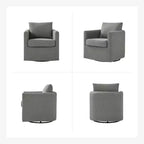 Fauteuil pivotant déhoussable Bernhard (lot de 2) avec tissu texturé et accoudoirs évasés | HULALA HOME