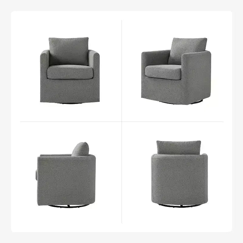 Fauteuil pivotant déhoussable Bernhard (lot de 2) avec tissu texturé et accoudoirs évasés | HULALA HOME