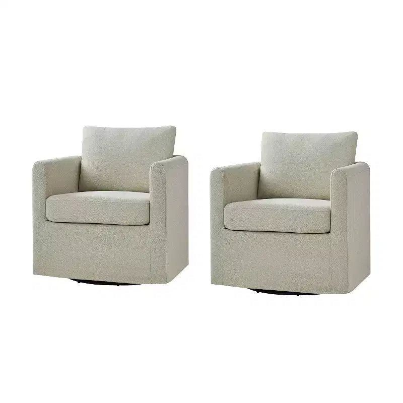 Fauteuil pivotant déhoussable Bernhard (lot de 2) avec tissu texturé et accoudoirs évasés | HULALA HOME