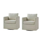 Fauteuil pivotant déhoussable Bernhard (lot de 2) avec tissu texturé et accoudoirs évasés | HULALA HOME