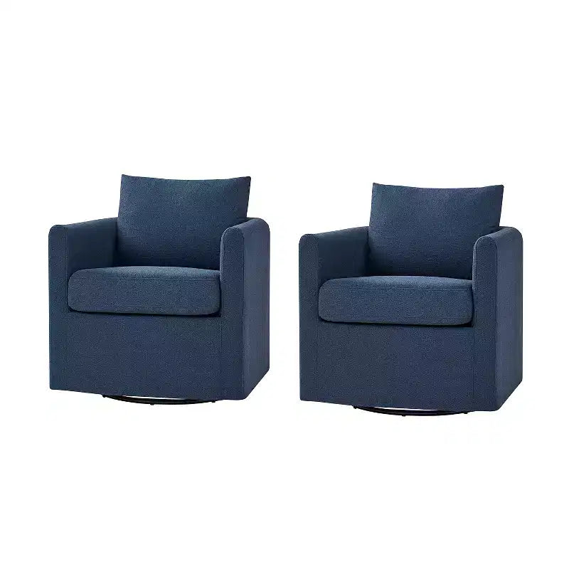 Fauteuil pivotant déhoussable Bernhard (lot de 2) avec tissu texturé et accoudoirs évasés | HULALA HOME
