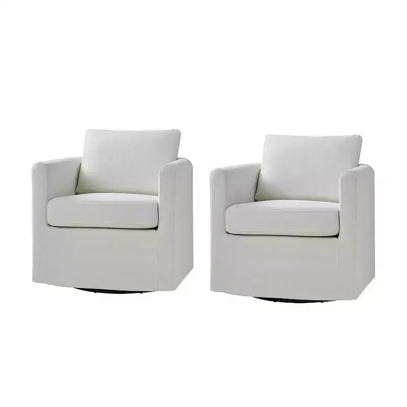 Fauteuil pivotant déhoussable Bernhard (lot de 2) avec tissu texturé et accoudoirs évasés | HULALA HOME