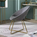 Roundhill Furniture Slatina, fauteuil d'appoint en velours soyeux, gris avec piètement doré