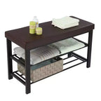 Banc à chaussures SONGMICS, meuble à chaussures à 3 niveaux pour entrée, organisateur de rangement avec siège rembourré en mousse, similicuir, cadre en métal, 31 x 81 x 49 cm