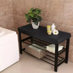 Banc à chaussures SONGMICS, meuble à chaussures à 3 niveaux pour entrée, organisateur de rangement avec siège rembourré en mousse, similicuir, cadre en métal, 31 x 81 x 49 cm