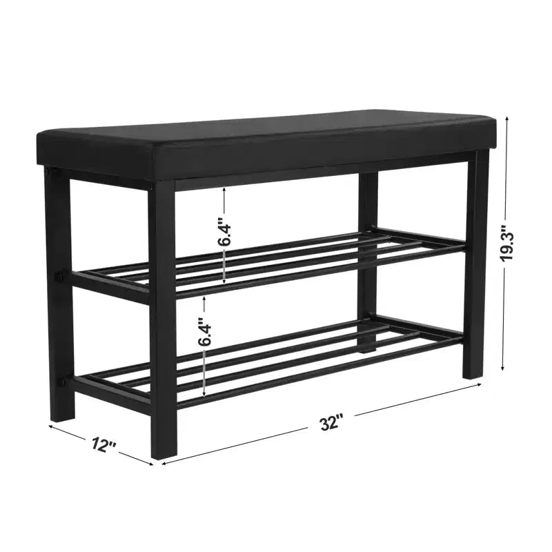Banc à chaussures SONGMICS, meuble à chaussures à 3 niveaux pour entrée, organisateur de rangement avec siège rembourré en mousse, similicuir, cadre en métal, 31 x 81 x 49 cm
