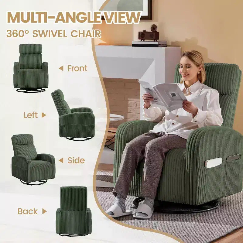 Fauteuil à bascule pivotant en velours côtelé pour chambre de bébé Yaheetech