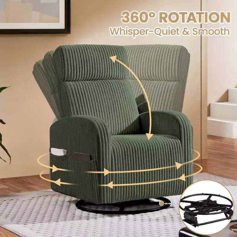 Fauteuil à bascule pivotant en velours côtelé pour chambre de bébé Yaheetech