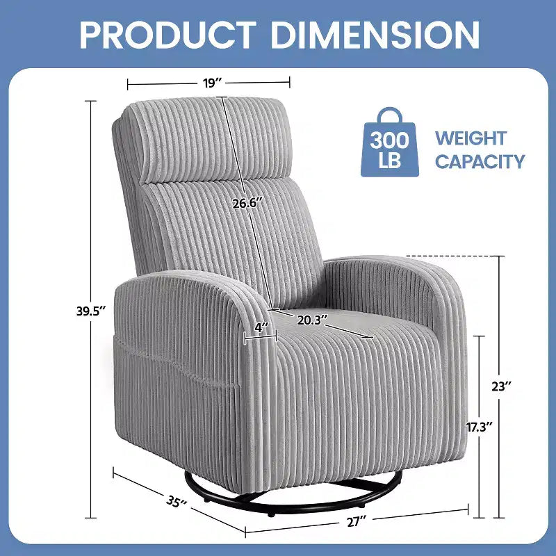 Fauteuil à bascule pivotant en velours côtelé pour chambre de bébé Yaheetech