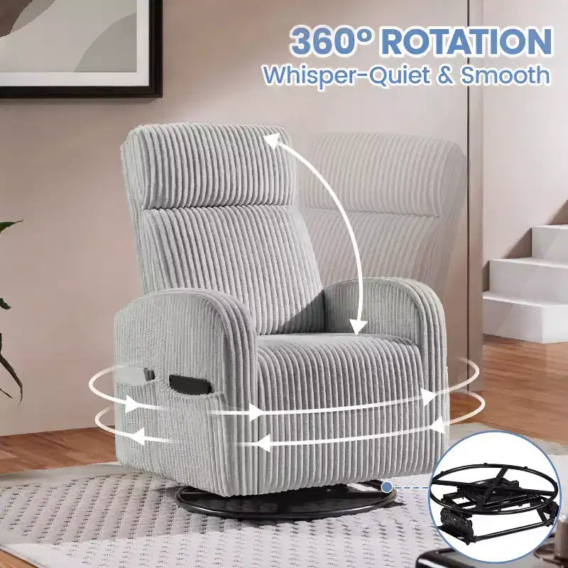 Fauteuil à bascule pivotant en velours côtelé pour chambre de bébé Yaheetech
