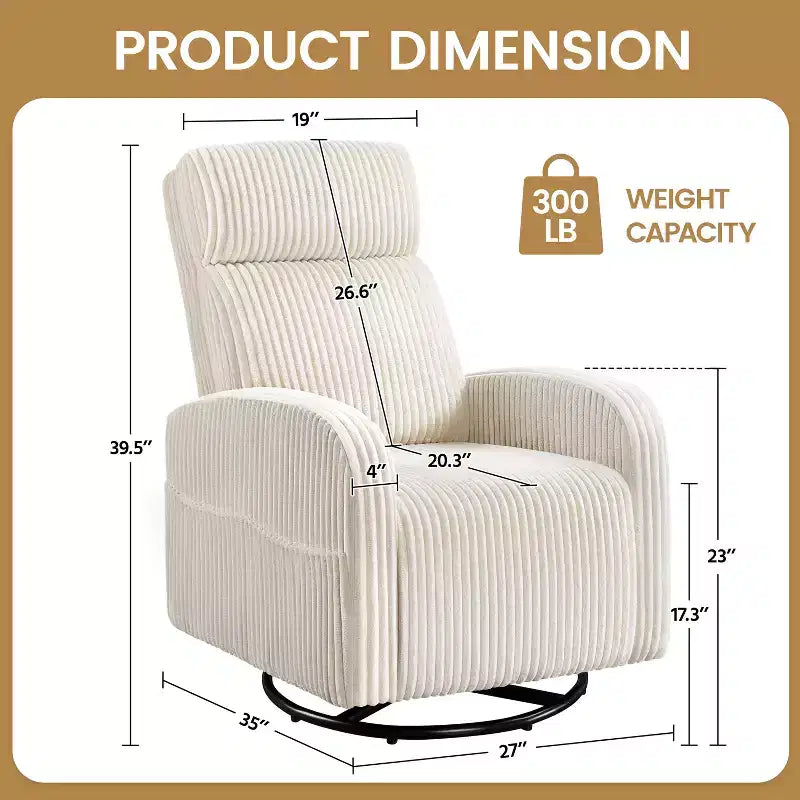 Fauteuil à bascule pivotant en velours côtelé pour chambre de bébé Yaheetech