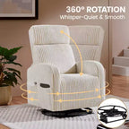 Fauteuil à bascule pivotant en velours côtelé pour chambre de bébé Yaheetech