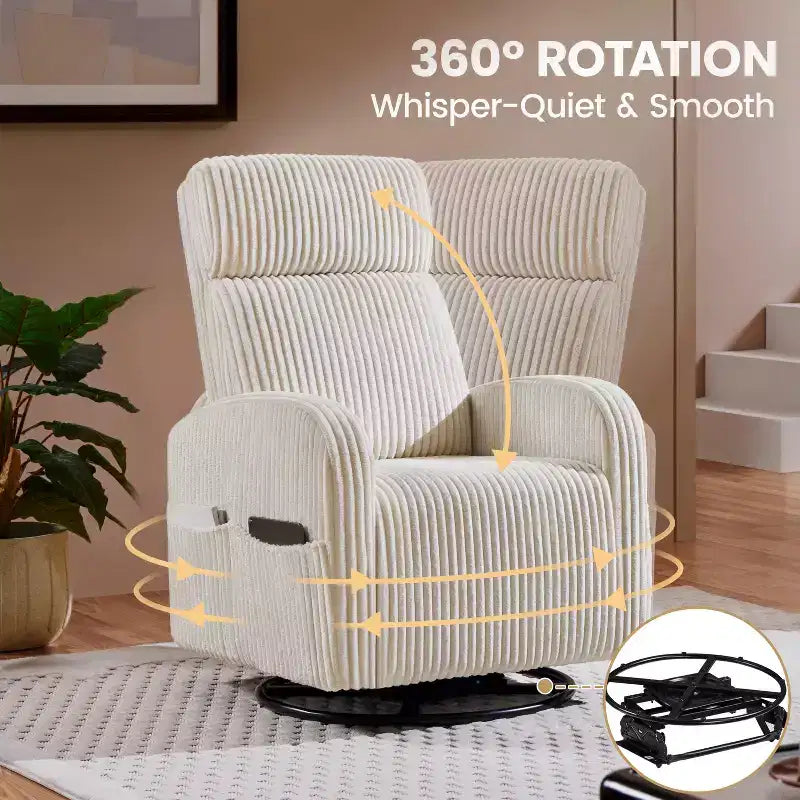 Fauteuil à bascule pivotant en velours côtelé pour chambre de bébé Yaheetech