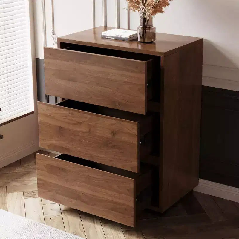 Table de chevet en bois Luck Live Mid-Century Modern 3 tiroirs pour chambre à coucher, meuble de rangement superposable pour bureau
