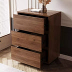 Table de chevet en bois Luck Live Mid-Century Modern 3 tiroirs pour chambre à coucher, meuble de rangement superposable pour bureau