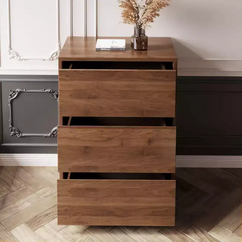 Table de chevet en bois Luck Live Mid-Century Modern 3 tiroirs pour chambre à coucher, meuble de rangement superposable pour bureau