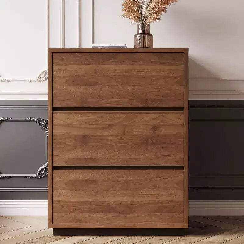 Table de chevet en bois Luck Live Mid-Century Modern 3 tiroirs pour chambre à coucher, meuble de rangement superposable pour bureau
