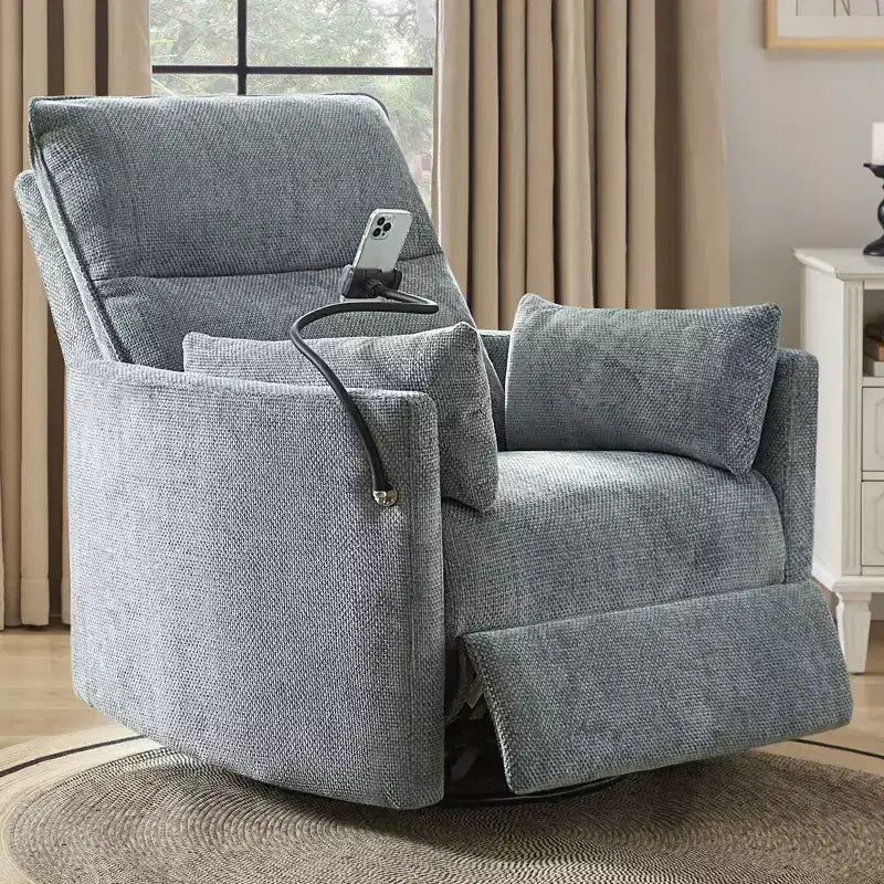 Fauteuil inclinable, pivotant et berçant Julius 38 Power Nursery avec port USB | HULALA HOME