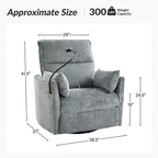 Fauteuil inclinable, pivotant et berçant Julius 38 Power Nursery avec port USB | HULALA HOME