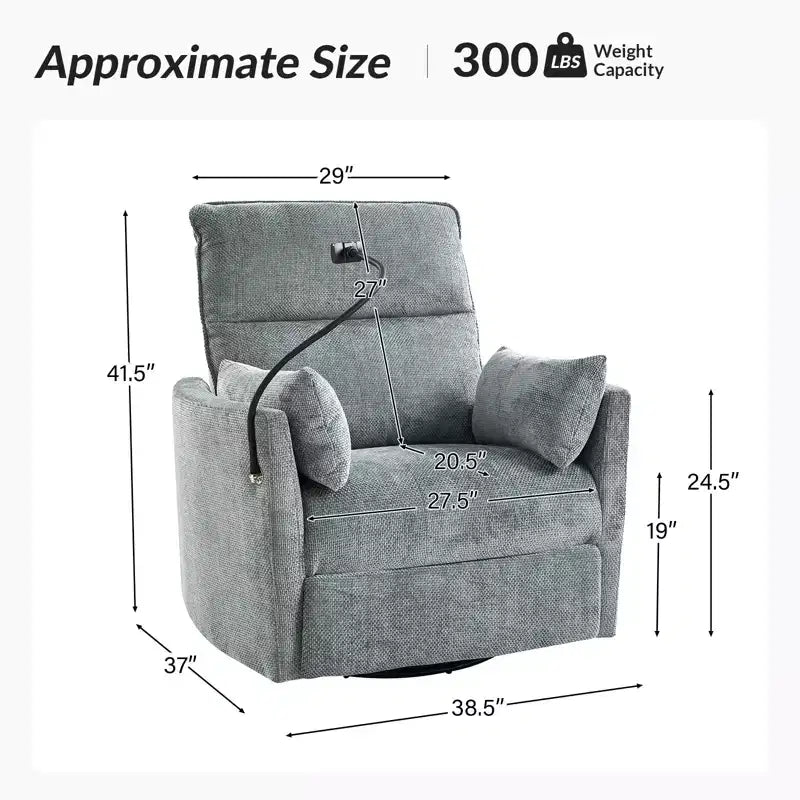 Fauteuil inclinable, pivotant et berçant Julius 38 Power Nursery avec port USB | HULALA HOME