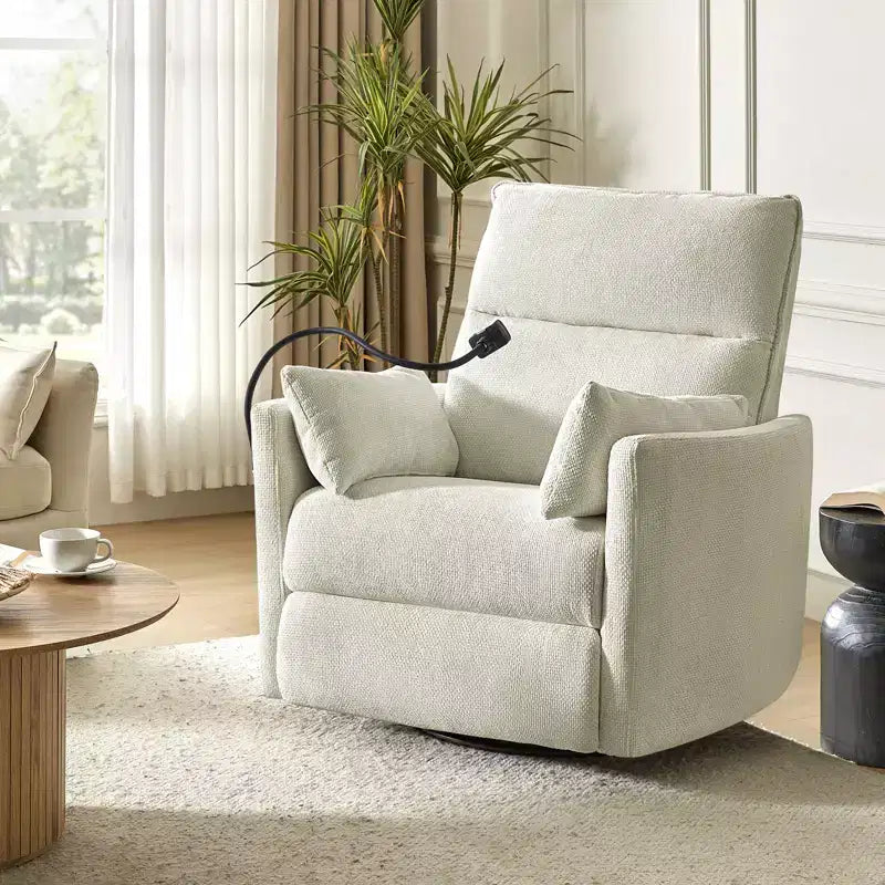 Fauteuil inclinable, pivotant et berçant Julius 38 Power Nursery avec port USB | HULALA HOME