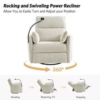 Fauteuil inclinable, pivotant et berçant Julius 38 Power Nursery avec port USB | HULALA HOME