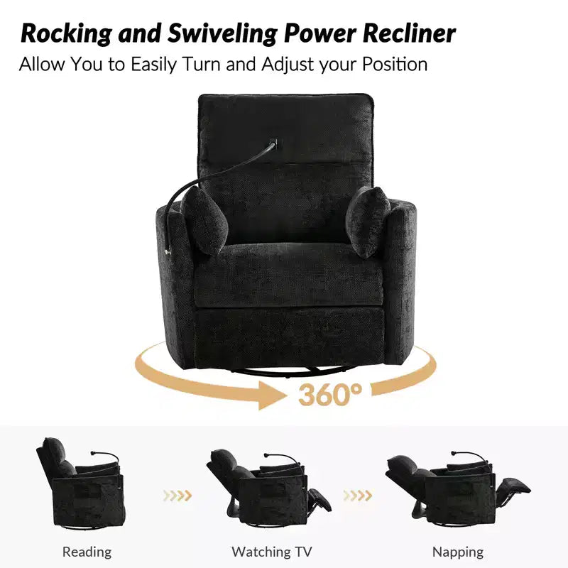 Fauteuil inclinable, pivotant et berçant Julius 38 Power Nursery avec port USB | HULALA HOME