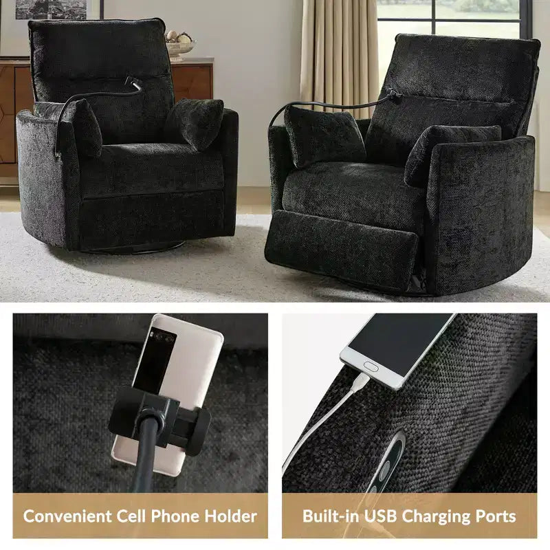 Fauteuil inclinable, pivotant et berçant Julius 38 Power Nursery avec port USB | HULALA HOME