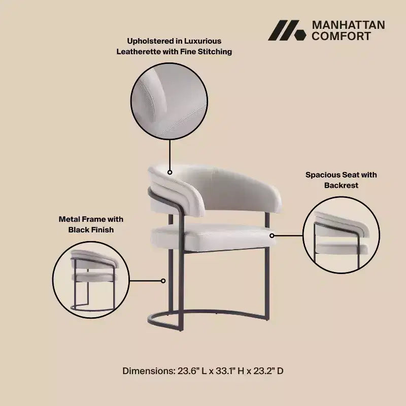Lot de 6 chaises de salle à manger modernes rembourrées en similicuir Augusta de Manhattan Comfort