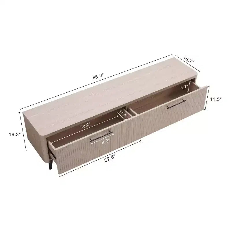 Meuble TV Jodie 68.9 Manhattan Comfort pour téléviseurs jusqu'à 60 po avec 2 tiroirs