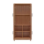 Manhattan Comfort 67.6 Bibliothèque Jodie avec 6 étagères réglables et portes en verre trempé