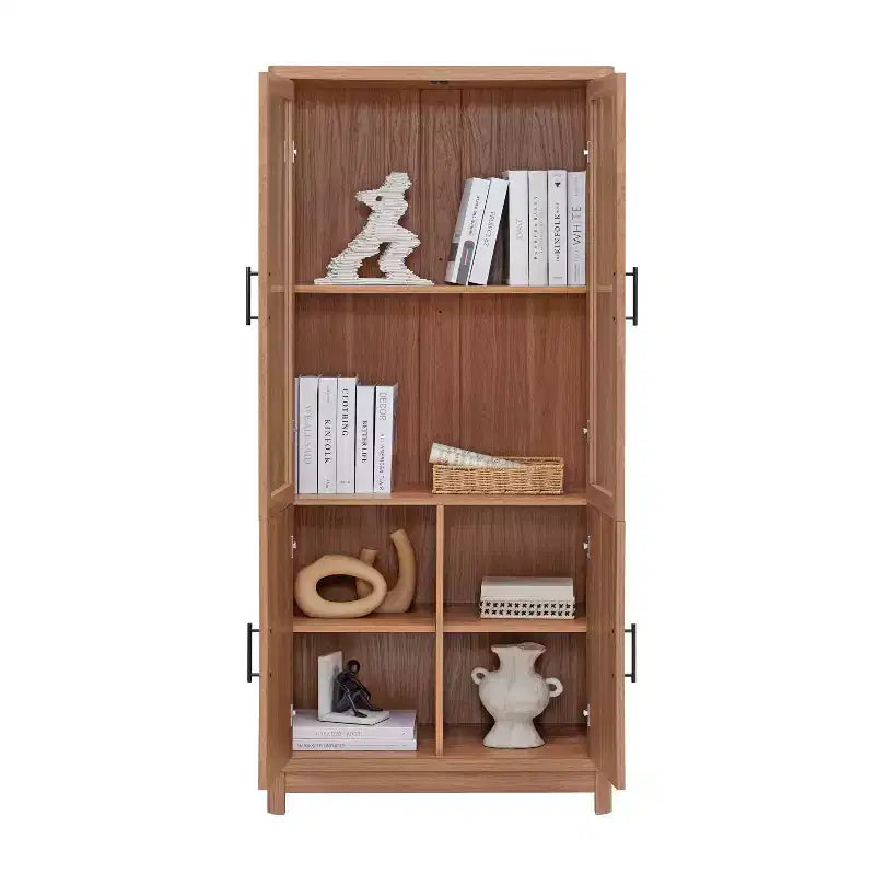 Manhattan Comfort 67.6 Bibliothèque Jodie avec 6 étagères réglables et portes en verre trempé
