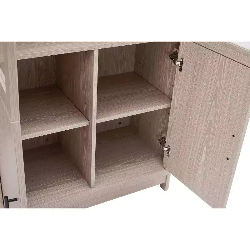 Manhattan Comfort 67.6 Bibliothèque Jodie avec 6 étagères réglables et portes en verre trempé