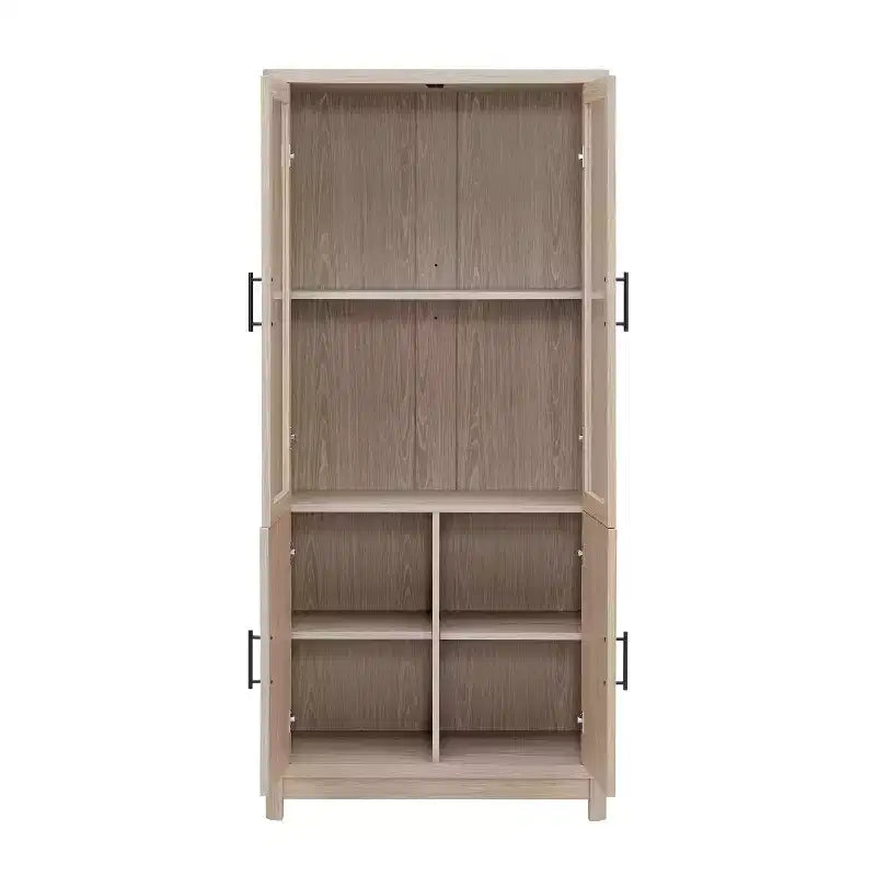Manhattan Comfort 67.6 Bibliothèque Jodie avec 6 étagères réglables et portes en verre trempé