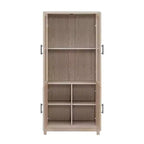 Manhattan Comfort 67.6 Bibliothèque Jodie avec 6 étagères réglables et portes en verre trempé