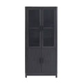 Manhattan Comfort 67.6 Jodie Bookcase with 6 Adjustable Shelves and Tempered Glass Doors