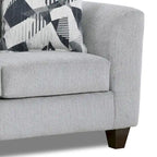 Canapé et fauteuil de salon, motif chevrons argenté