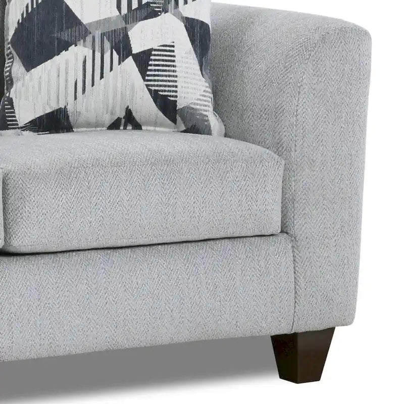 Canapé et fauteuil de salon, motif chevrons argenté