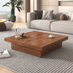 Table basse à plateau coulissant et rangement en marbre plaqué