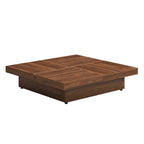 Table basse à plateau coulissant et rangement en marbre plaqué
