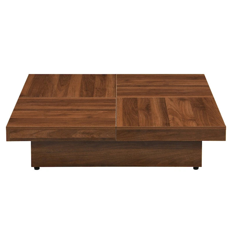 Table basse à plateau coulissant et rangement en marbre plaqué