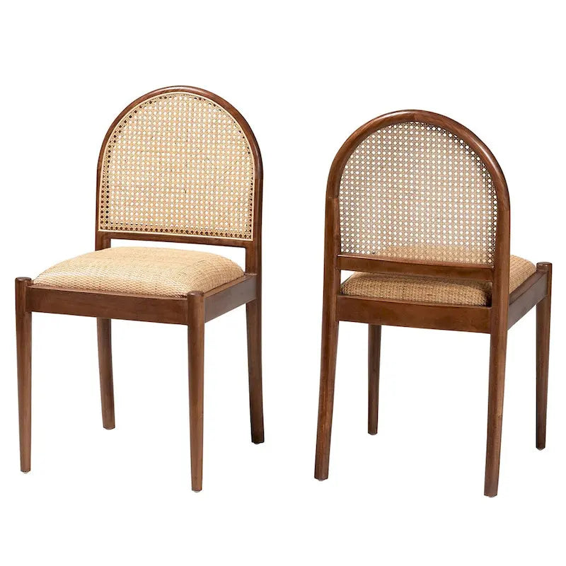 Chaise de salle à manger moderne bohème en rotin naturel et bois d'acacia