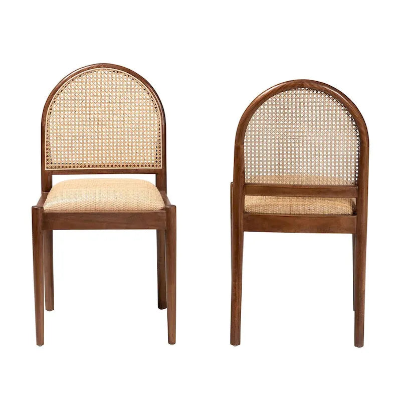 Chaise de salle à manger moderne bohème en rotin naturel et bois d'acacia