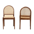 Chaise de salle à manger moderne bohème en rotin naturel et bois d'acacia