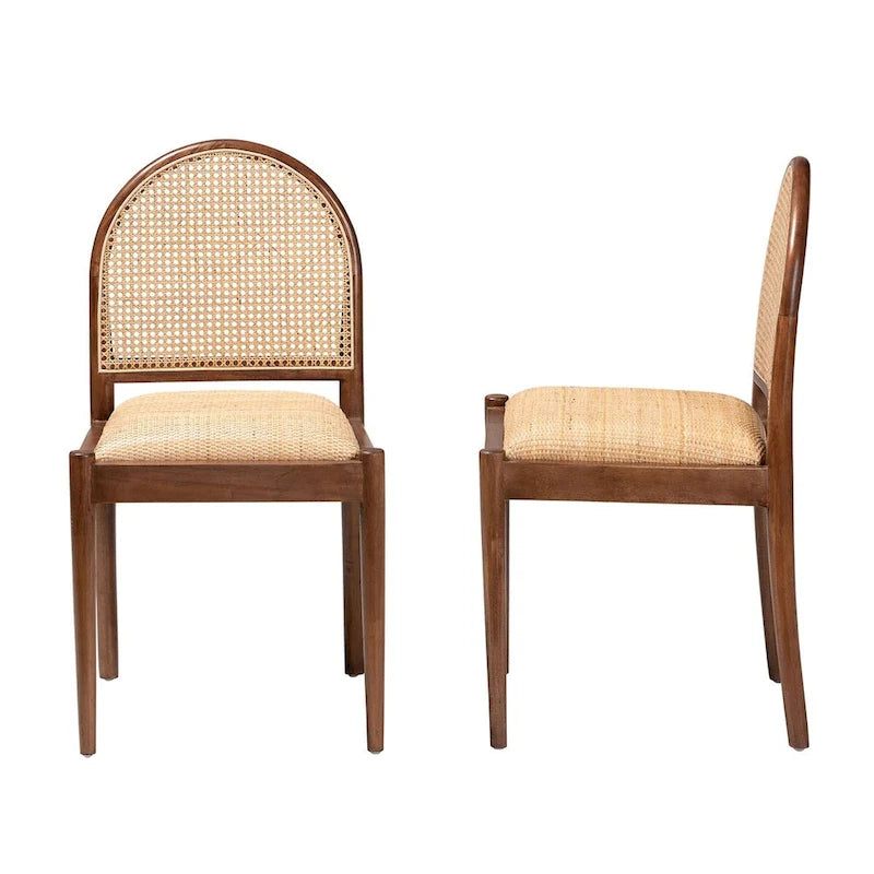 Chaise de salle à manger moderne bohème en rotin naturel et bois d'acacia