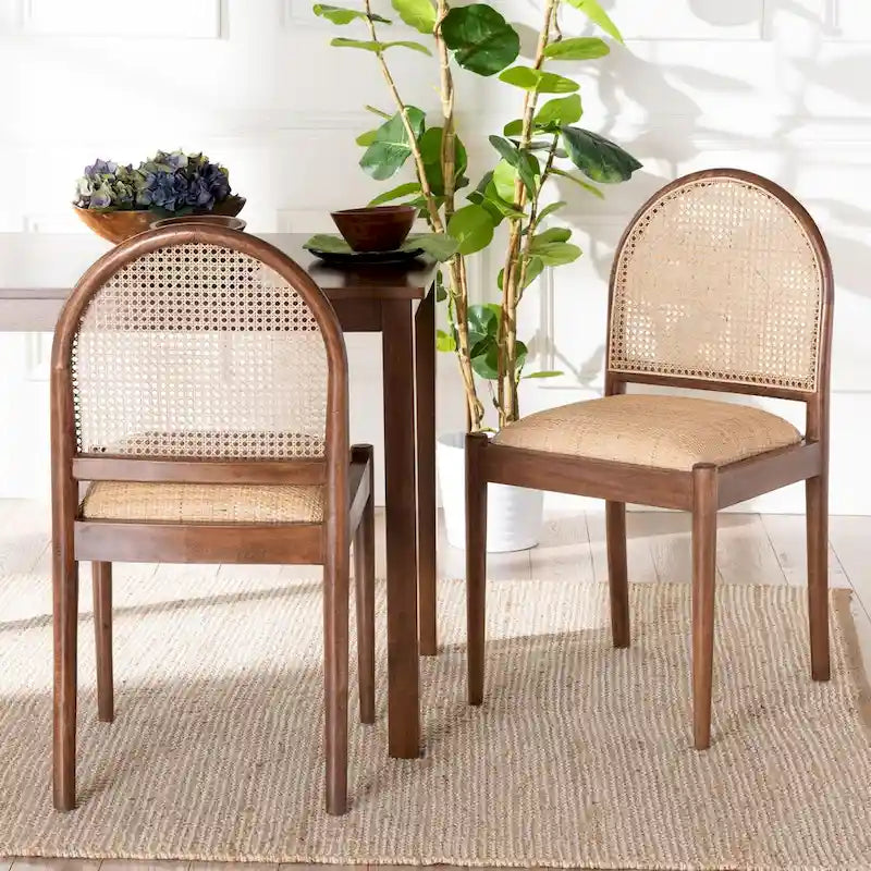 Chaise de salle à manger moderne bohème en rotin naturel et bois d'acacia
