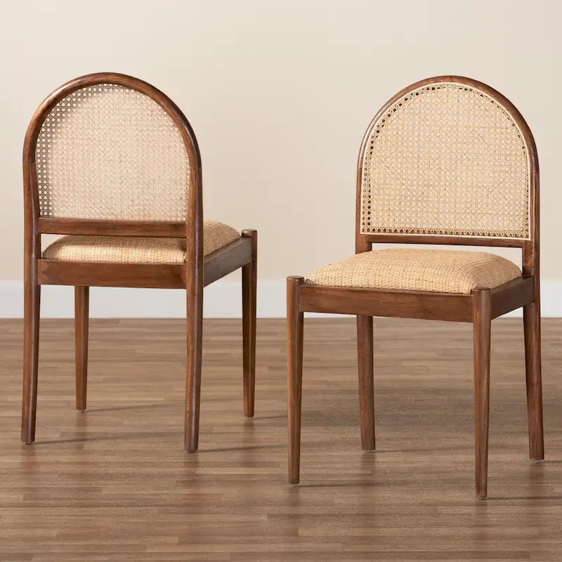 Chaise de salle à manger moderne bohème en rotin naturel et bois d'acacia
