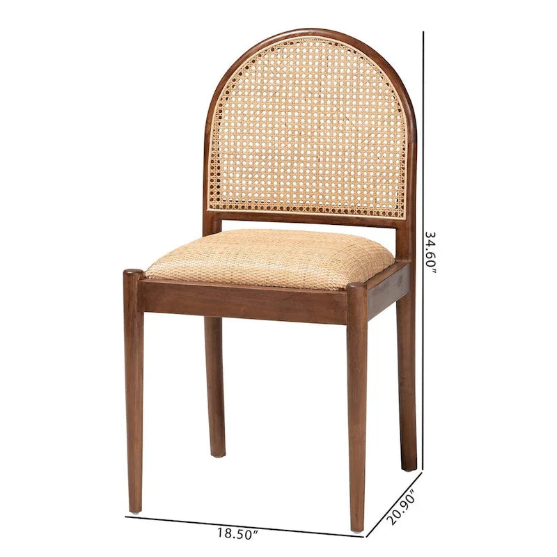 Chaise de salle à manger moderne bohème en rotin naturel et bois d'acacia