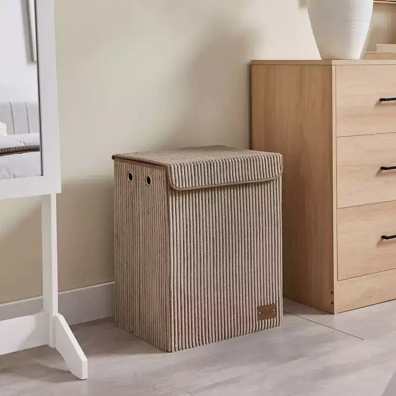Danya B. Panier à linge pliable en velours côtelé, rangement de jouets